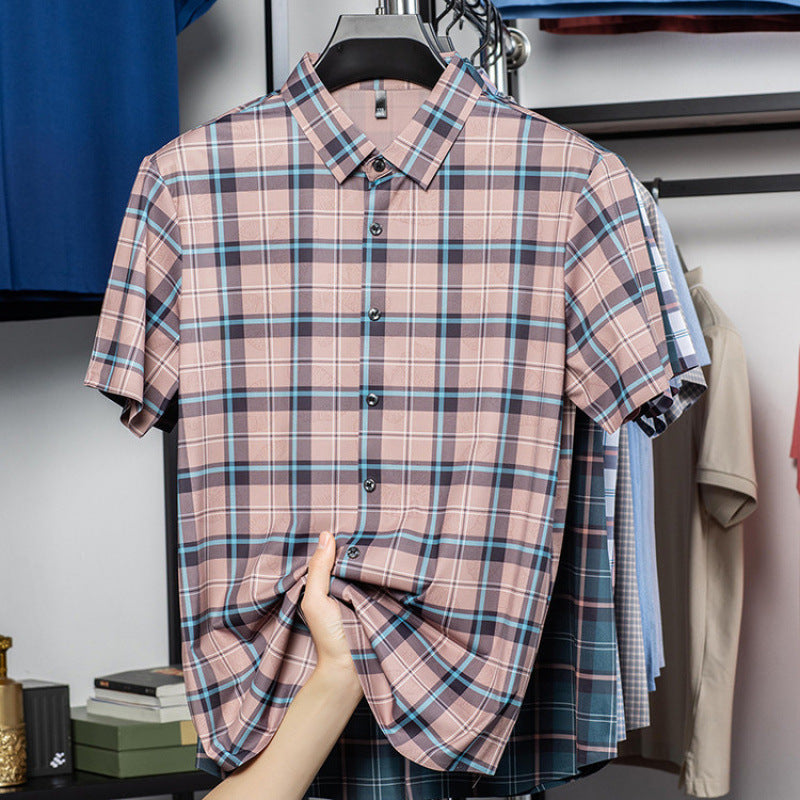 Men's Dusty Rose Heritage Check Stretch Shirt