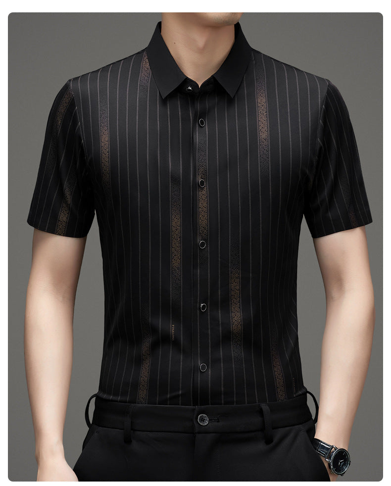 Men’s Black Linear Jacquard Stretch Shirt
