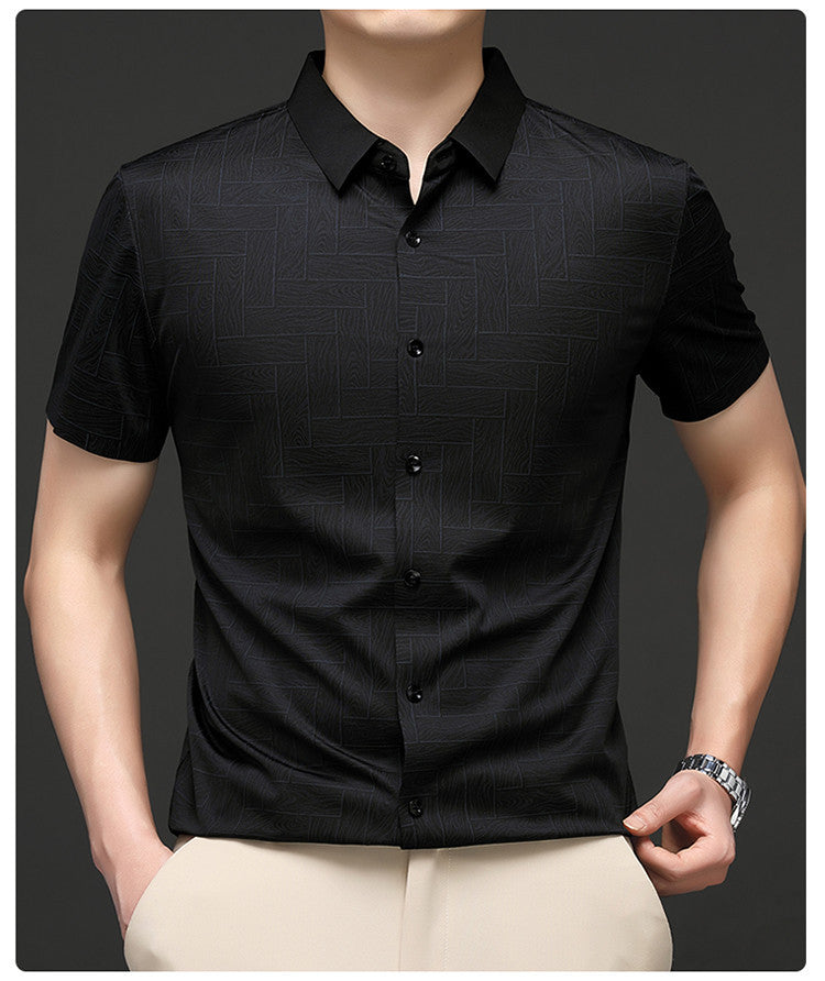 Men’s Black Tonal Block Stretch Shirt