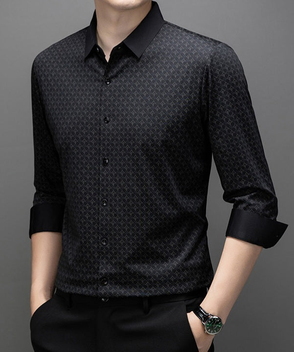 Men's Onyx Micro Geo Stretch Full Sleeve Shirt