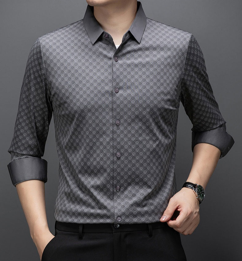 Men’s Charcoal Micro Geo Stretch Shirt
