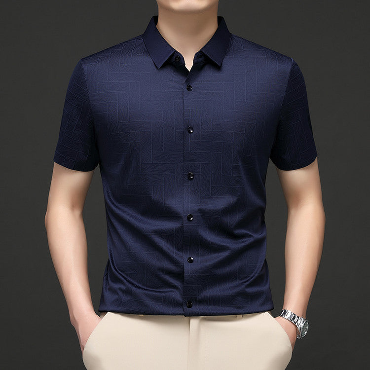 Men’s Navy Tonal Block Stretch Shirt