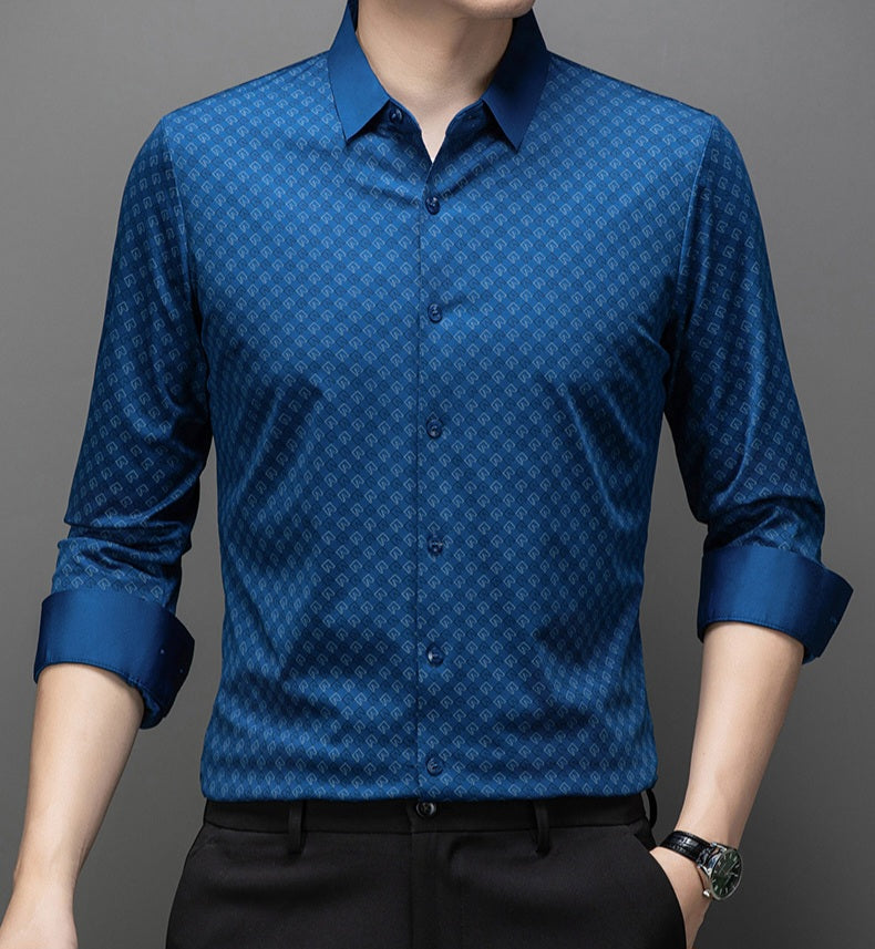 Men's Sapphire Micro Geo Stretch Shirt