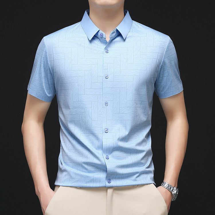Men’s Sky Blue Tonal Block Stretch Shirt