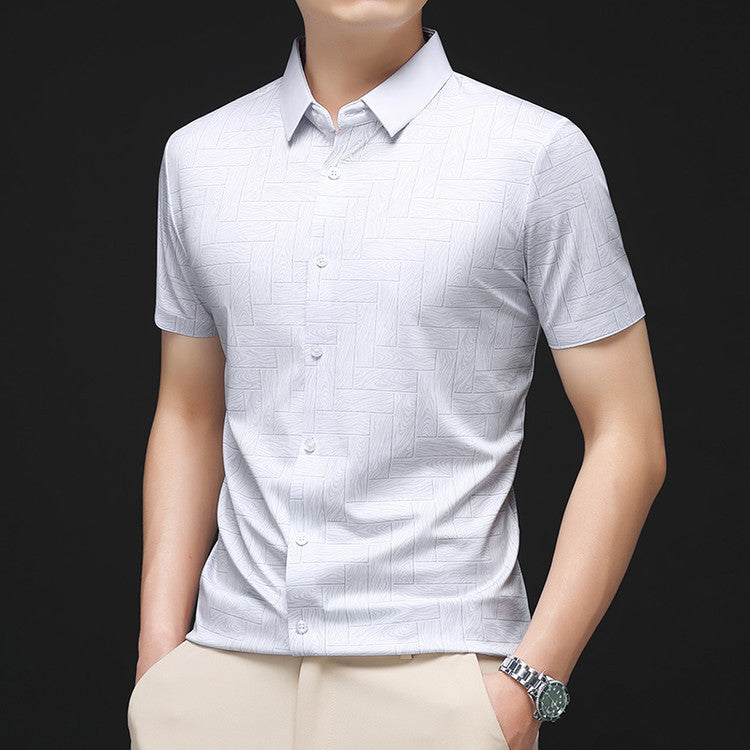 Men’s Pearl White Tonal Block Stretch Shirt