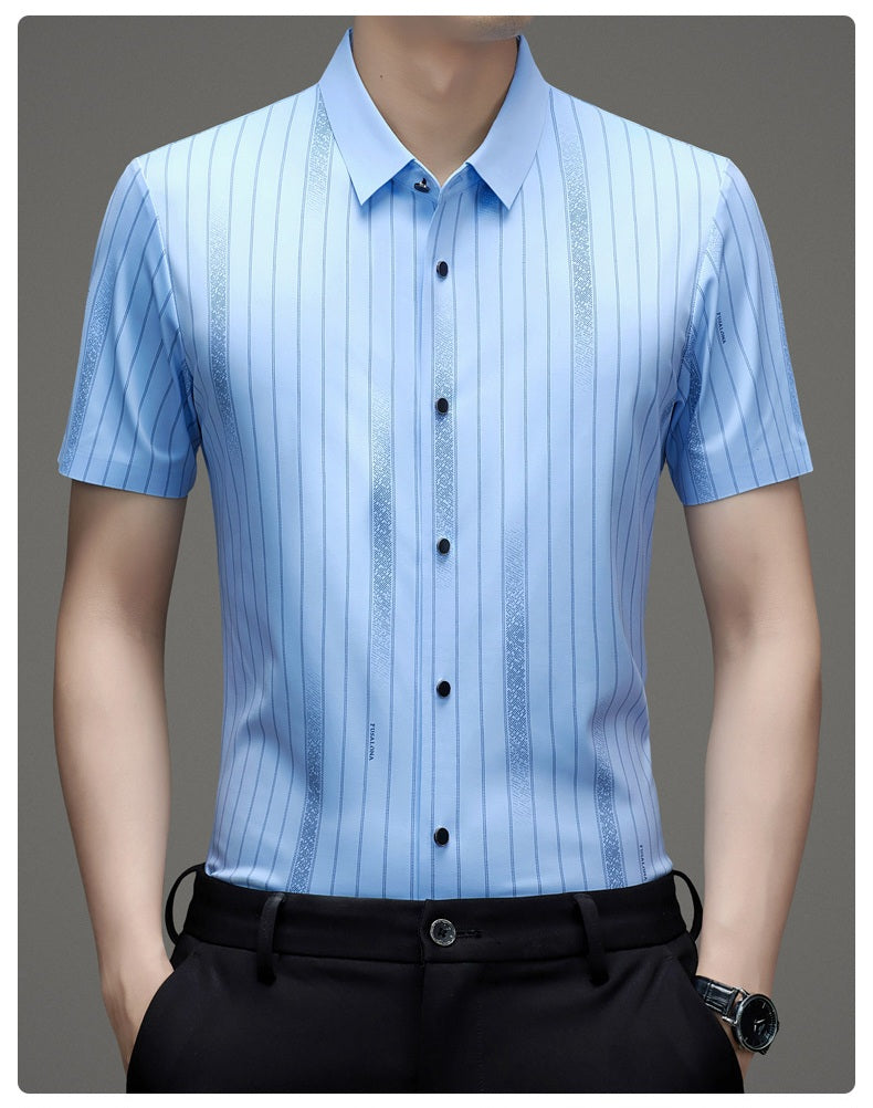 Men’s Sky Blue Linear Jacquard Stretch Shirt