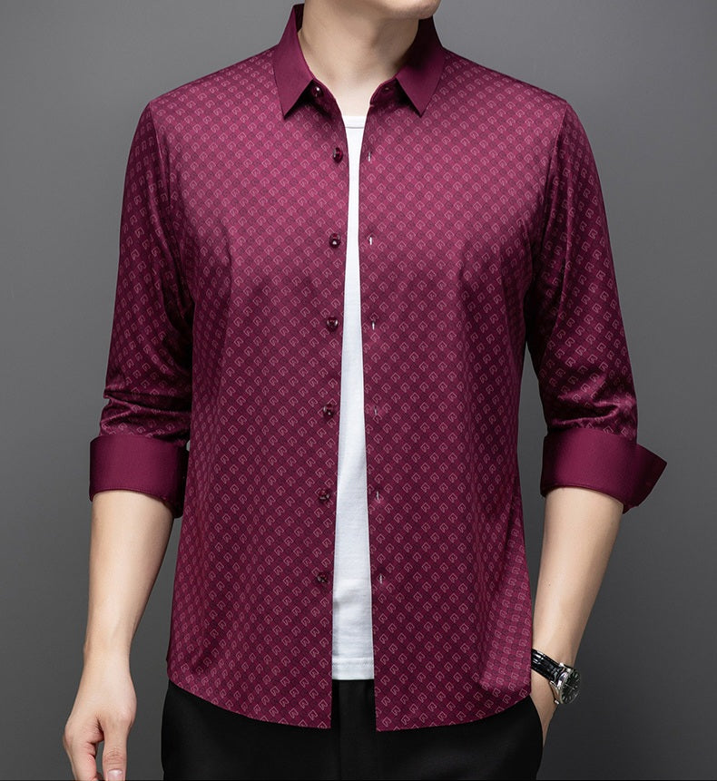 Men’s Wine Micro Geo Stretch Shirt